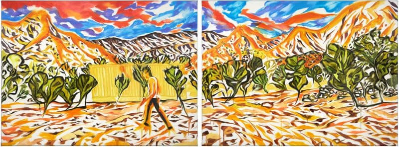 mountain sunset (in progress) diptych